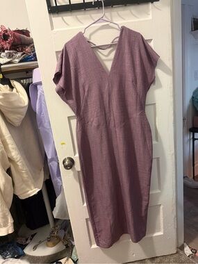 Women's ASOS V-Neck Midi Dress in Dusty Mauve